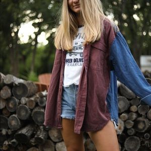 Duo Toned Denim Button Down Shirt